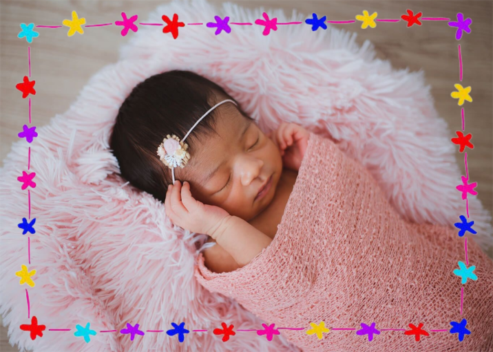 Floral Bunting Border - Thank You Card by Linda and Harriett