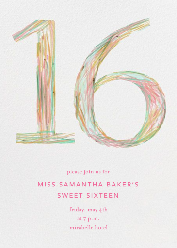 Sketched Sixteen - Sweet 16 Invitation by Ashley G