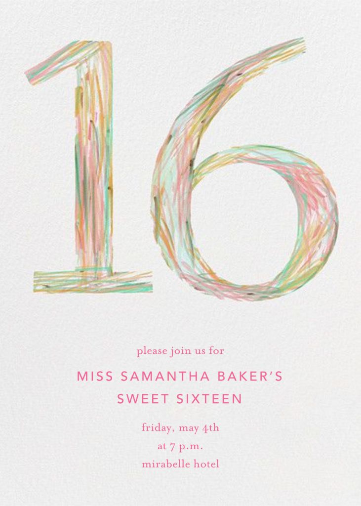 Sketched Sixteen Invitation