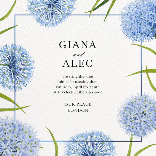 Blue Allium Border - Bridal Shower Invitation by Oscar de la Renta
