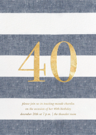 Chambray Stripe - 40th Birthday Invitation by Sugar Paper