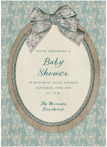 Baroque Bow - Baby Shower Invitation by Fin Fellowes