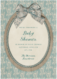Baroque Bow - Baby Shower Invitation by Fin Fellowes