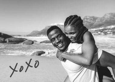 With Hugs and Kisses (Double-Sided) - Engagement Party Invitation by Linda and Harriett