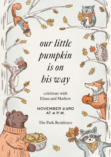 Autumn Woodland Animals Invitation