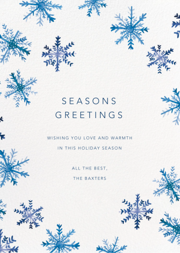 Blue Snowflake Border - New Year's Card by Linda and Harriett