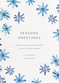 Blue Snowflake Border - Business Holiday Card by Linda and Harriett