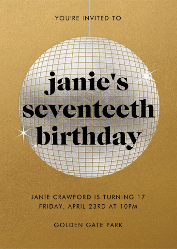 Sparkly Disco Ball - Birthday Invitation by Paperless Post