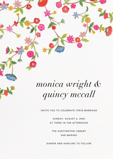 Stitched Floral II - Hanukkah Invitation by Oscar de la Renta
