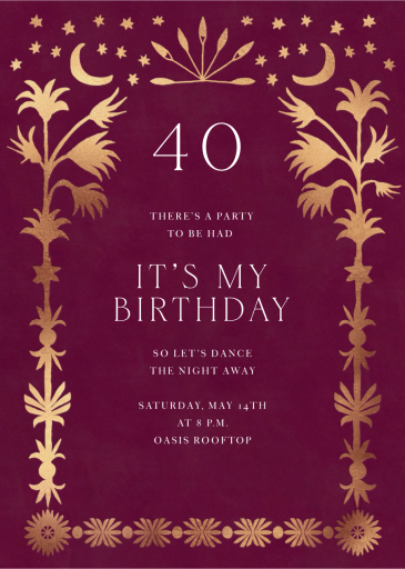 Golden Oasis - Birthday Invitation by Jungalow