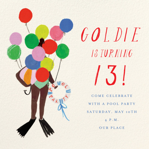 Balloons and Flippers - Birthday Invitation by Mr. Boddington's Studio