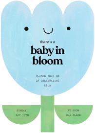 „Baby in Bloom“ – Einladungskarte mit fröhlichen Blumen