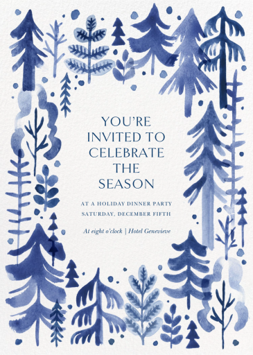 Winter Watercolor Trees - Holiday Party Invitation by Paperless Post