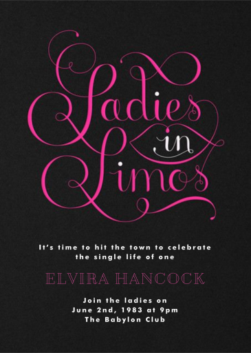 Ladies in Limos - Bachelorette Party Invitation by Paperless Post