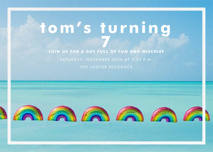 Rainbow Balloons - Invitation by Gray Malin