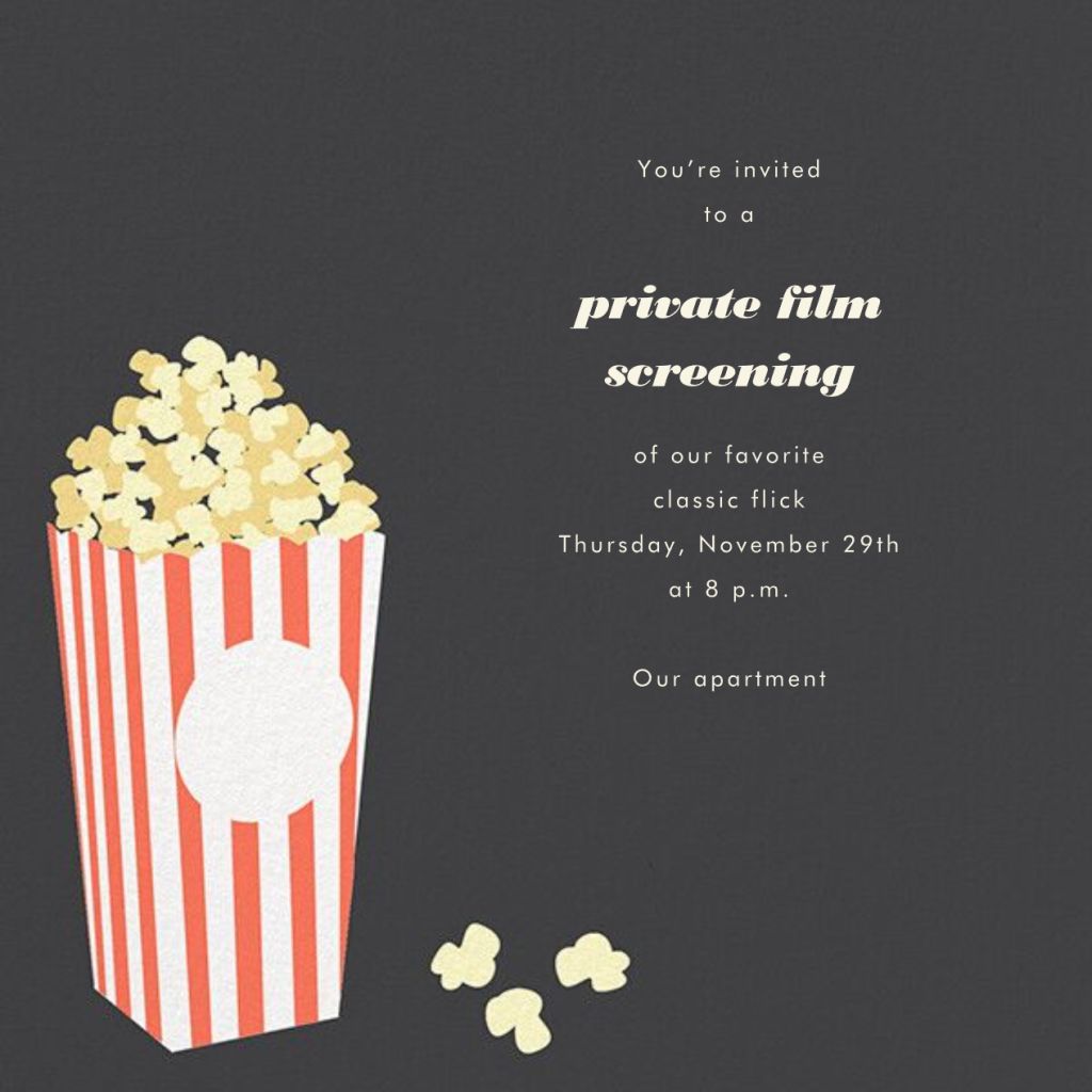 Bucket of Popcorn Invitation