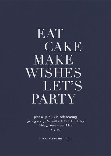 Eat Cake Make Wishes - Birthday Invitation by Sugar Paper
