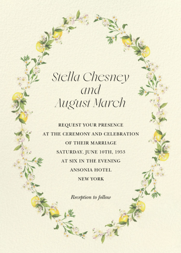 Citrus and Petals - Wedding Invitation by  Monique Lhuillier