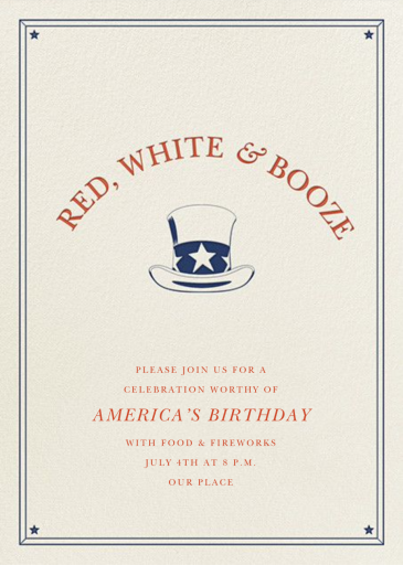 Red White and Booze - Invitation by Derek Blasberg