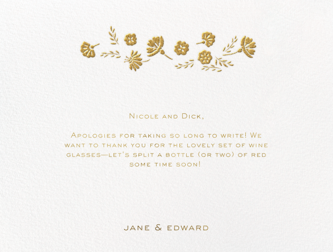 Gleaming Gold Floral Border Card