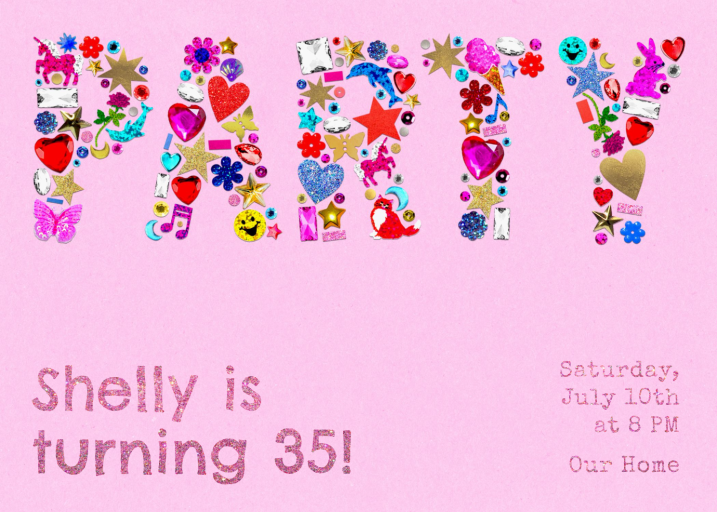 Colorful Rhinestone Party Invitation