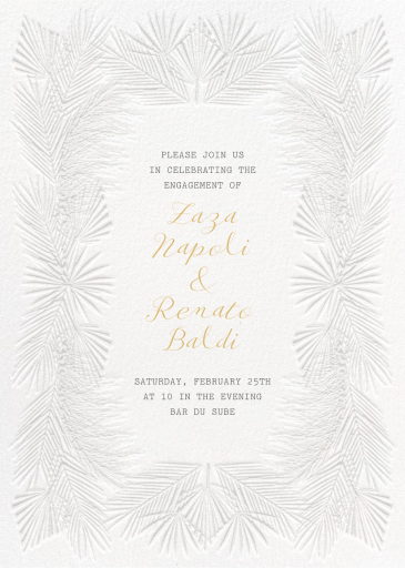 Embossed Palms - Engagement Party Invitation by Paperless Post