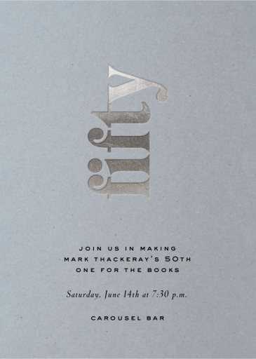 Sideways Lettering - 50th Birthday Invitation by Paperless Post