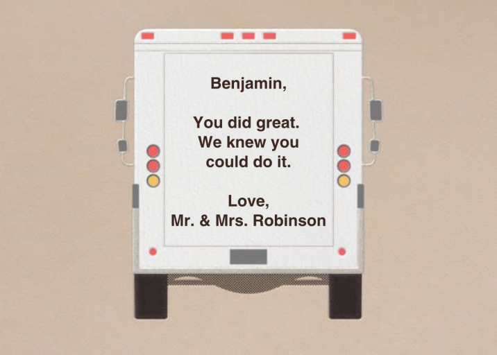 Delivery Truck - Graduation Card by Paperless Post - Back