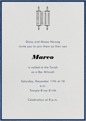 Ivory with Silver and Blue Border by Paperless Post