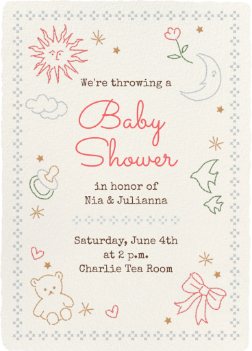 Doodle Sun Baby Shower Invitation