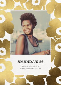 Gold Unikko Photo - Birthday Invitation by Marimekko