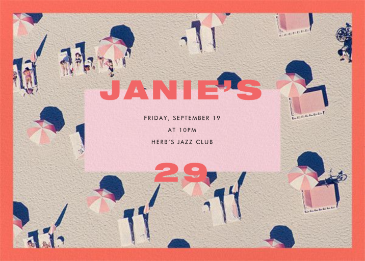 Pink Umbrellas - Birthday Invitation by Gray Malin