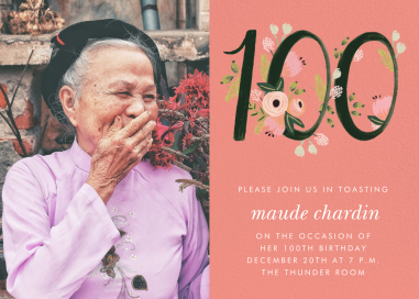 Botanic Numerals Photo - 100th Birthday Invitation by Rifle Paper Co.