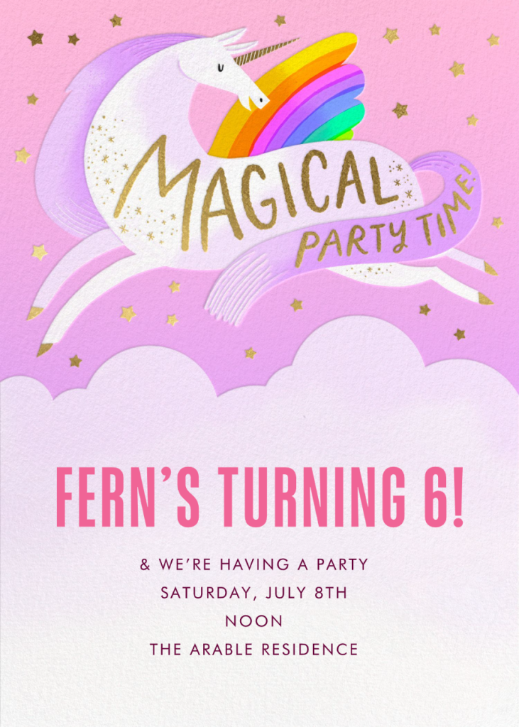 Unicorn Leap - Birthday Invitation - Hello!Lucky