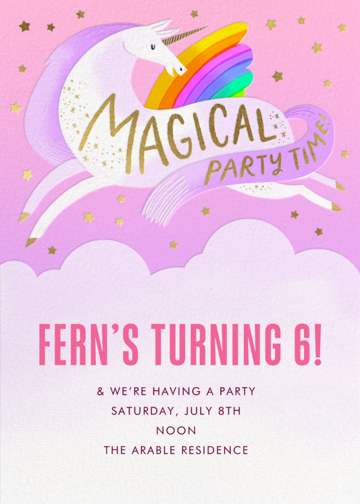 Unicorn Leap Birthday Invitation Send Online Instantly RSVP Tracking