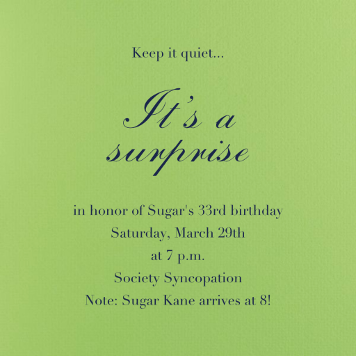 Keep It Quiet - Surprise Party Invitation by Paperless Post - Back