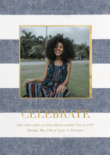 Chambray Stripe Photo - Celebration Invitation by Sugar Paper