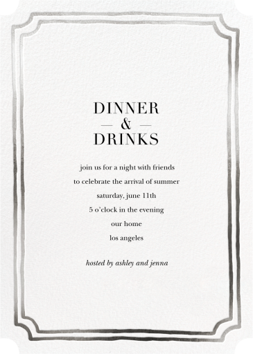 Double Border Indented Corners - Dinner Party Invitation by Sugar Paper