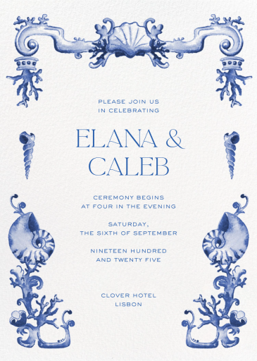 Blue Shells - Invitation by Clementina Sketchbook