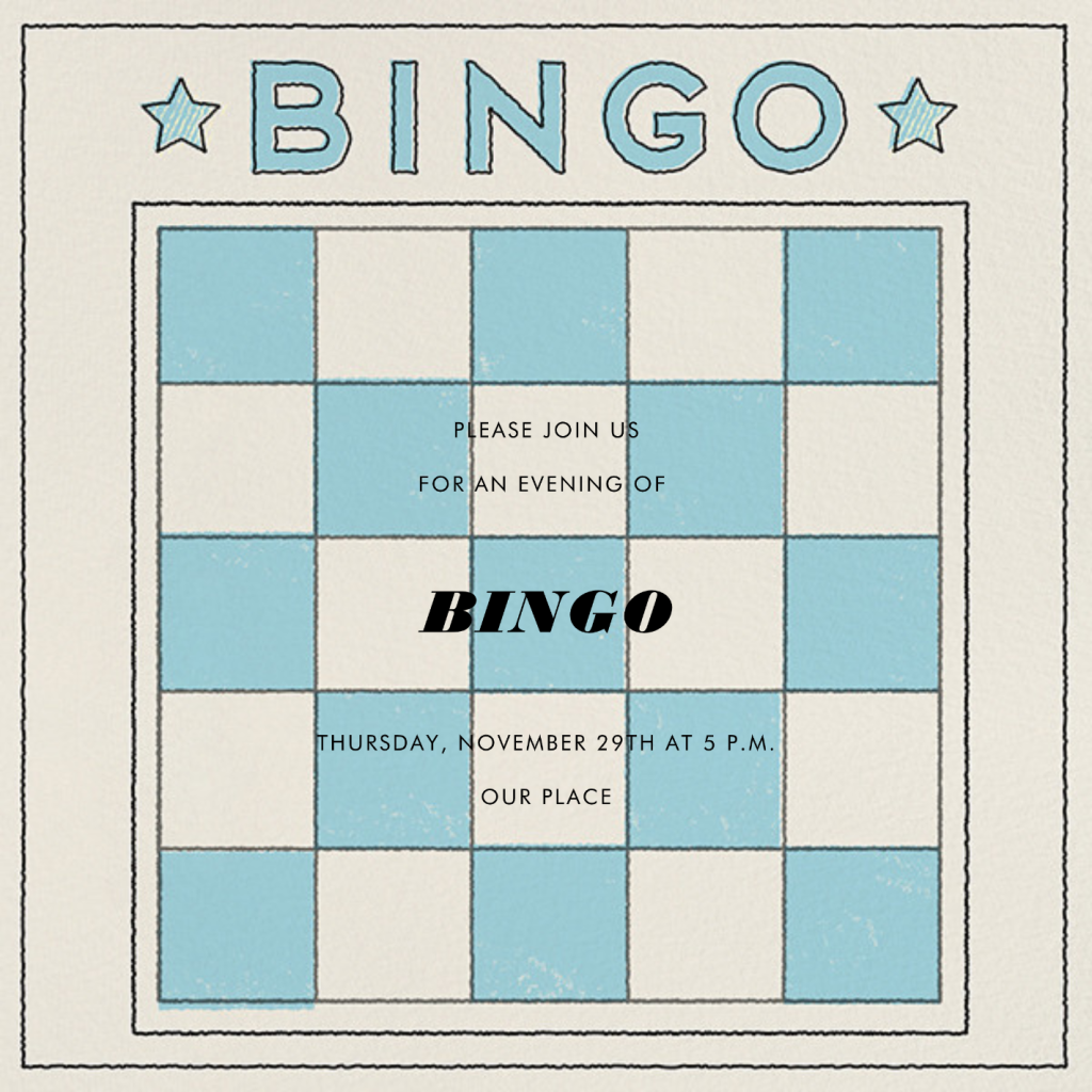 Bingo Card - Invitation - Paperless Post