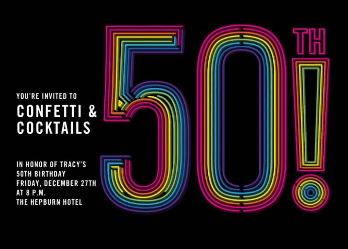 Neon Exclamation - 50th Birthday Invitation by Paperless Post