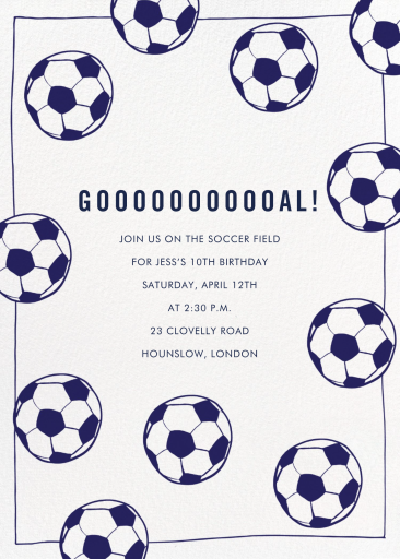 Futbol - Birthday Invitation by Linda and Harriett