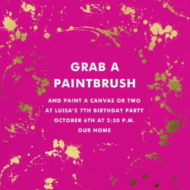 Pink Gold Paint Splatter Invitation