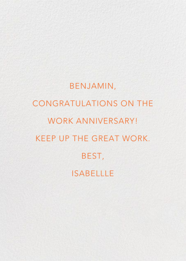 Huge Congrats - Work Anniversary Card by Ashley G - Back