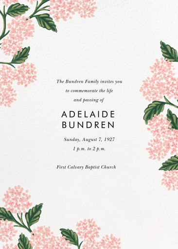 Hydrangea Frame - Memorial Service Invitation by Rifle Paper Co.