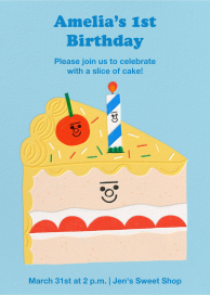 Smiling Cake - Birthday Invitation by Tess Smith-Roberts