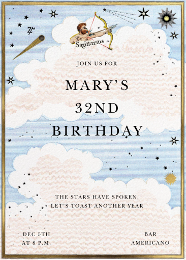 Celestial Clouds Birthday Invitation