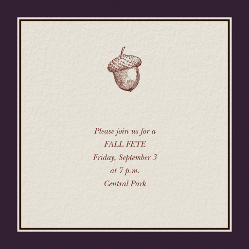 Minimalist Acorn Fall Invitation