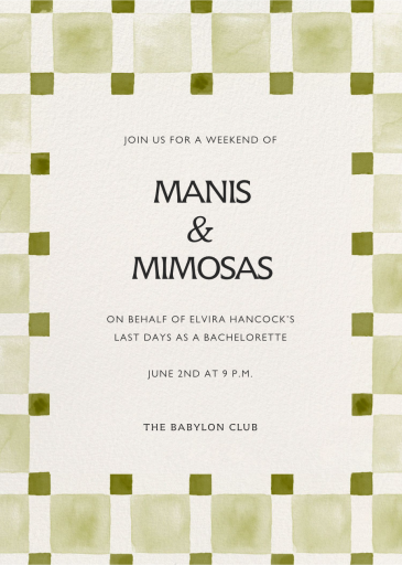 Organic Check - Bachelorette Party Invitation by Paperless Post