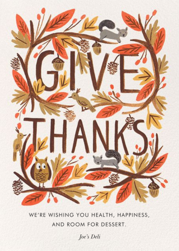 Give Thanks Foliage - Business Thanksgiving Card by Rifle Paper Co.